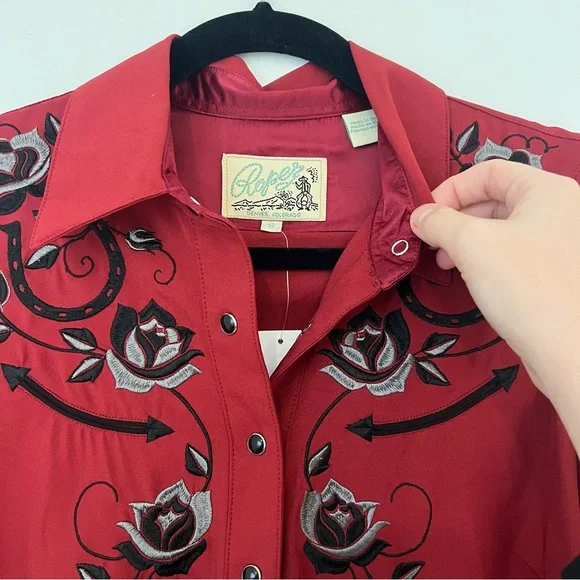 Roper Womens Dress Old West Collection with Embroidery - Red - Picture 9 of 14